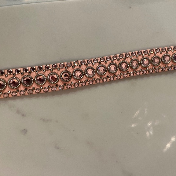 Gorgeous Vintage Kippys Pink Belt w/ Pink Swarovski Crystals, Leather, sz S / M main image 11
